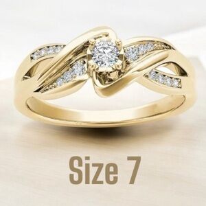 Elegant Wedding Ring, Set with 18K Gold-Plated Synthetic Zirconia